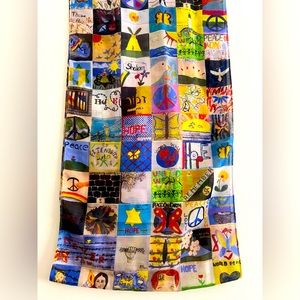 Vintage holocaust memorial scarf. Designed by children across the world.